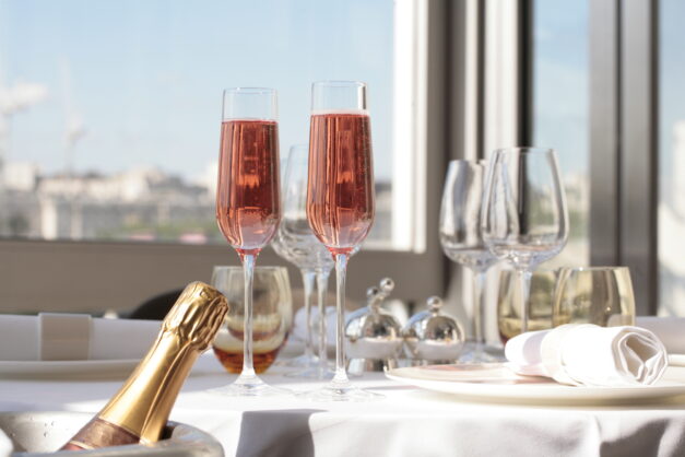A view over the river with pink Champagne